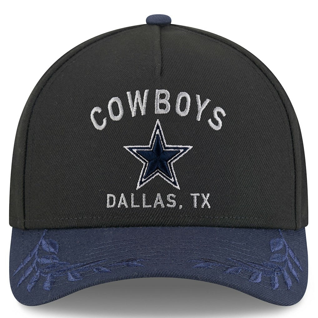 Dallas Cowboys New Era Youth 2025 NFL Draft 9FORTY A-Frame M-Crown Adjustable Hat - Black/Navy Hats