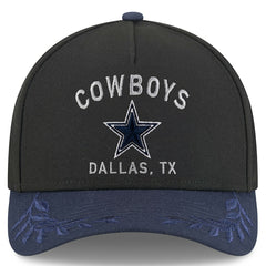 Dallas Cowboys New Era Youth 2025 NFL Draft 9FORTY A-Frame M-Crown Adjustable Hat - Black/Navy Hats