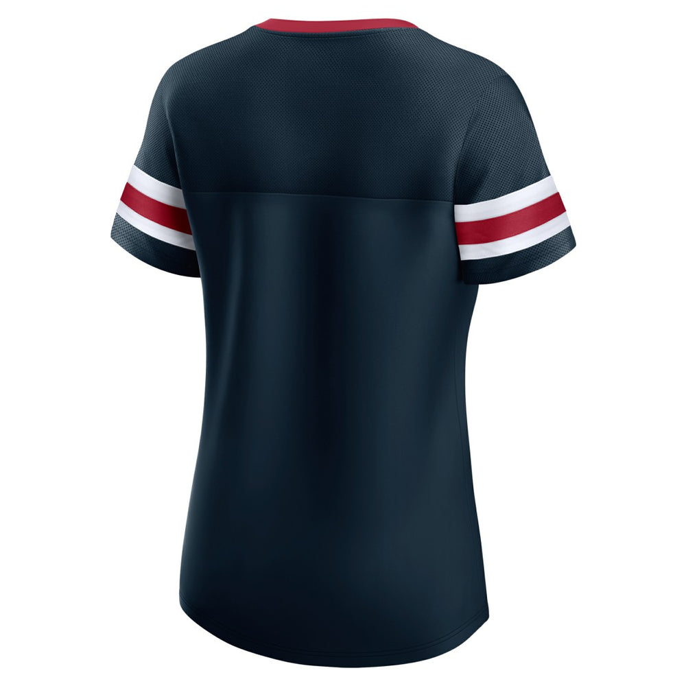 Houston Texans Women's Iconic Bling Athena Lace-Up V-Neck T-Shirt - Navy T-shirts