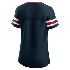 Houston Texans Women's Iconic Bling Athena Lace-Up V-Neck T-Shirt - Navy T-shirts