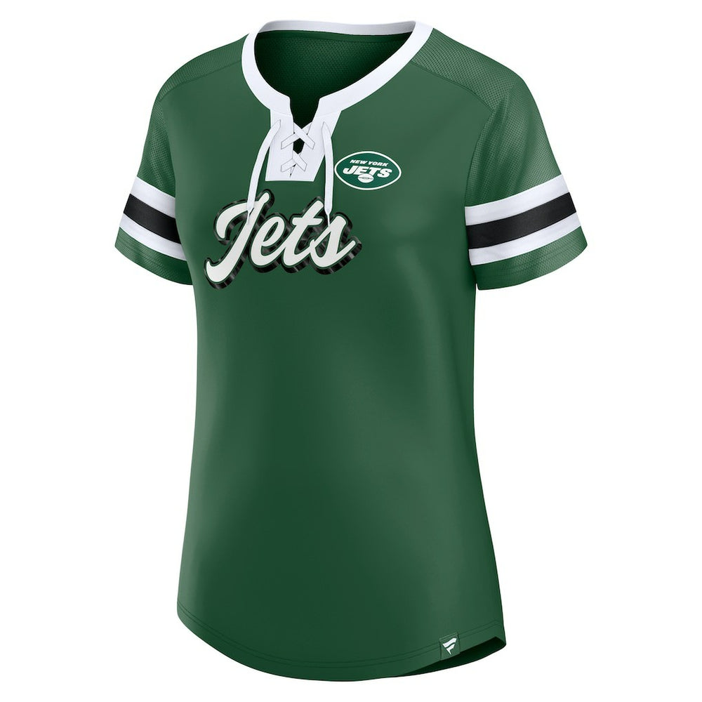 New York Jets Women's Original State Lace-Up T-Shirt - Green T-shirts