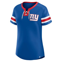 New York Giants Women's Bling Athena Jersey Style Lace-up T-Shirt - Royal T-shirts
