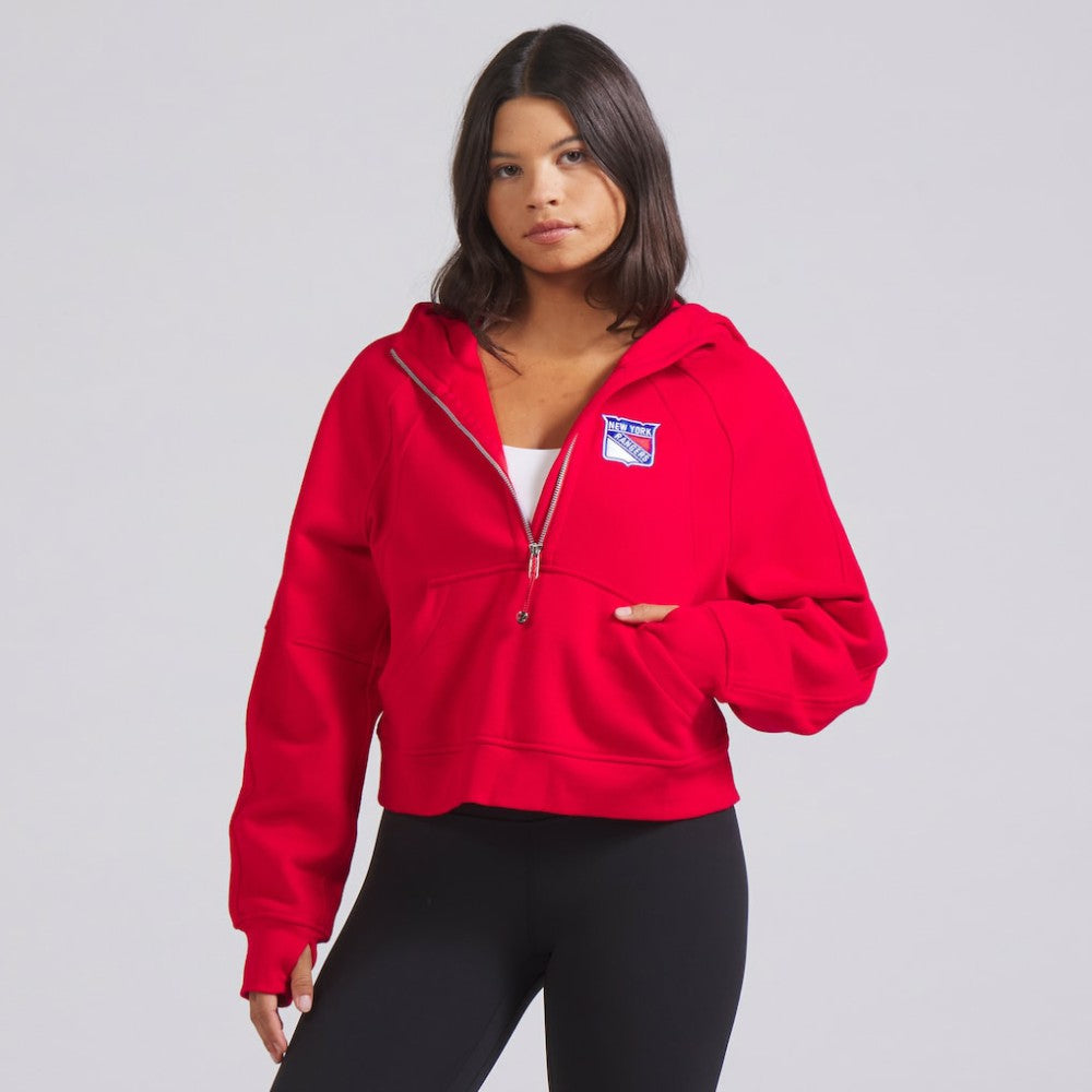 New York Rangers lululemon Women's Scuba Oversized Half-Zip Hoodie - True Red | US 202151260