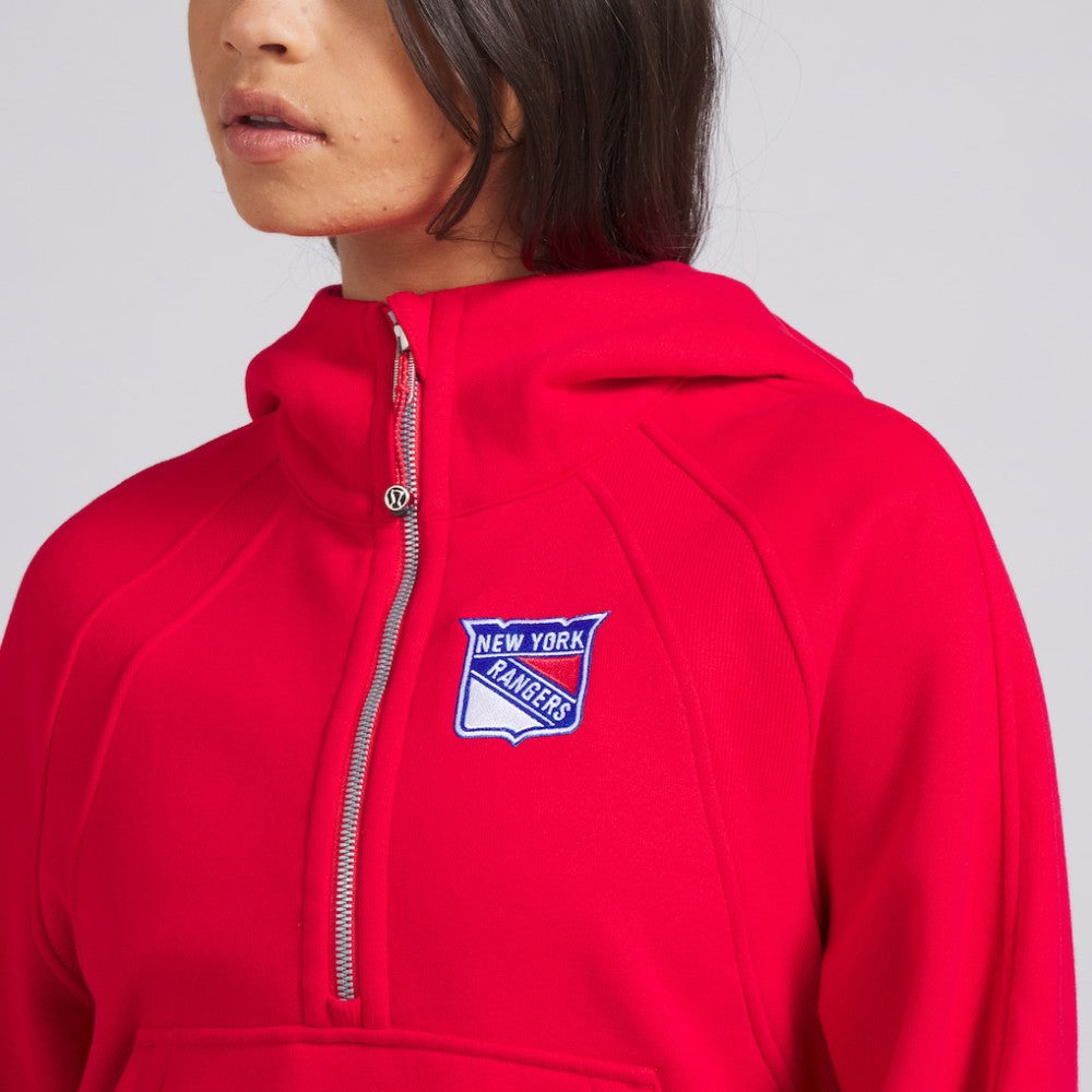 New York Rangers lululemon Women's Scuba Oversized Half-Zip Hoodie - True Red | US 202151260