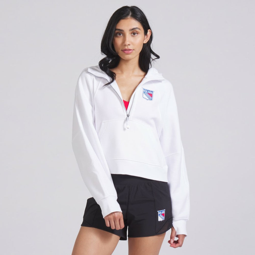 New York Rangers lululemon Women's Scuba Oversized Half-Zip Hoodie - White | US 202151267