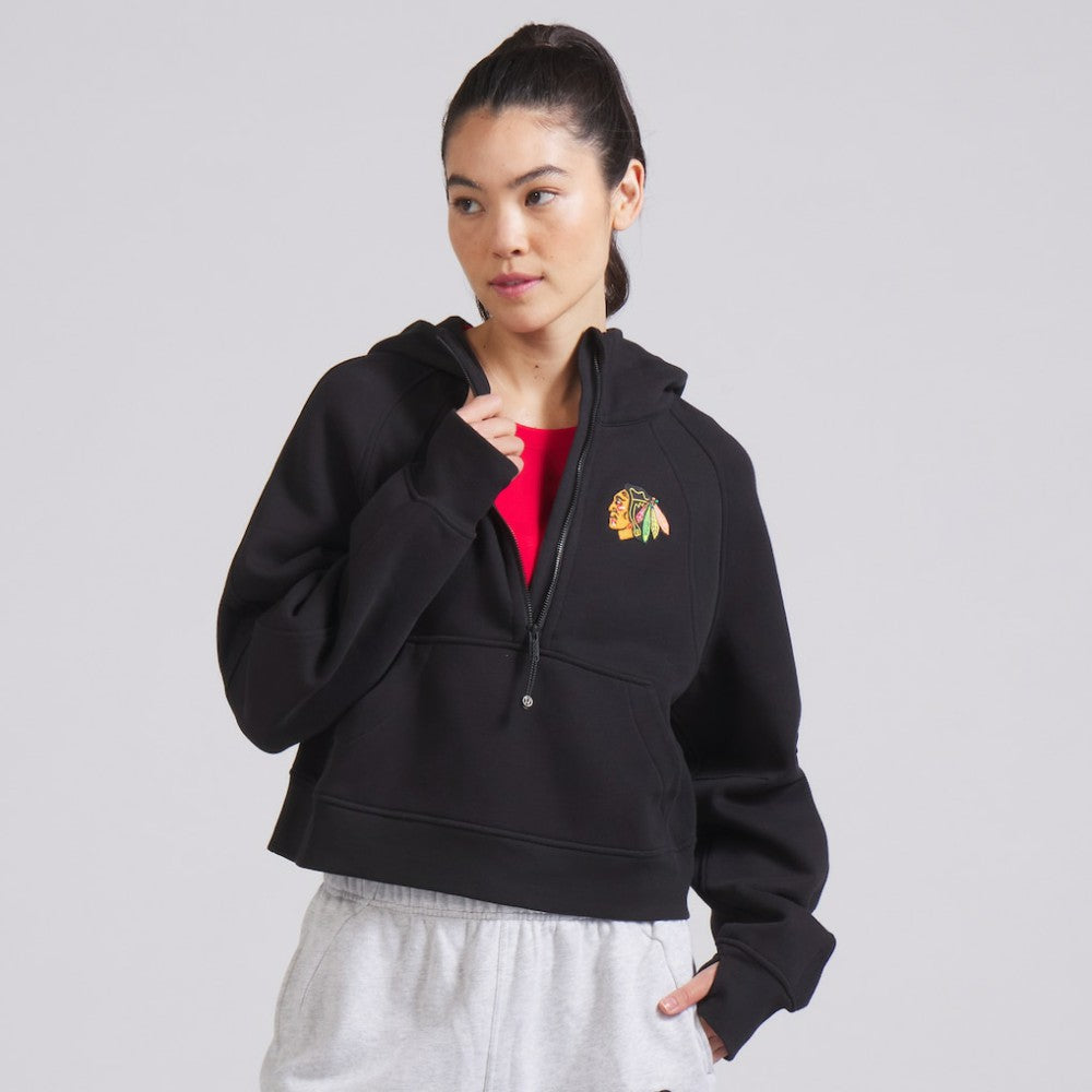 Chicago Blackhawks lululemon Women's Scuba Oversized Half-Zip Hoodie - Black | US 202151278