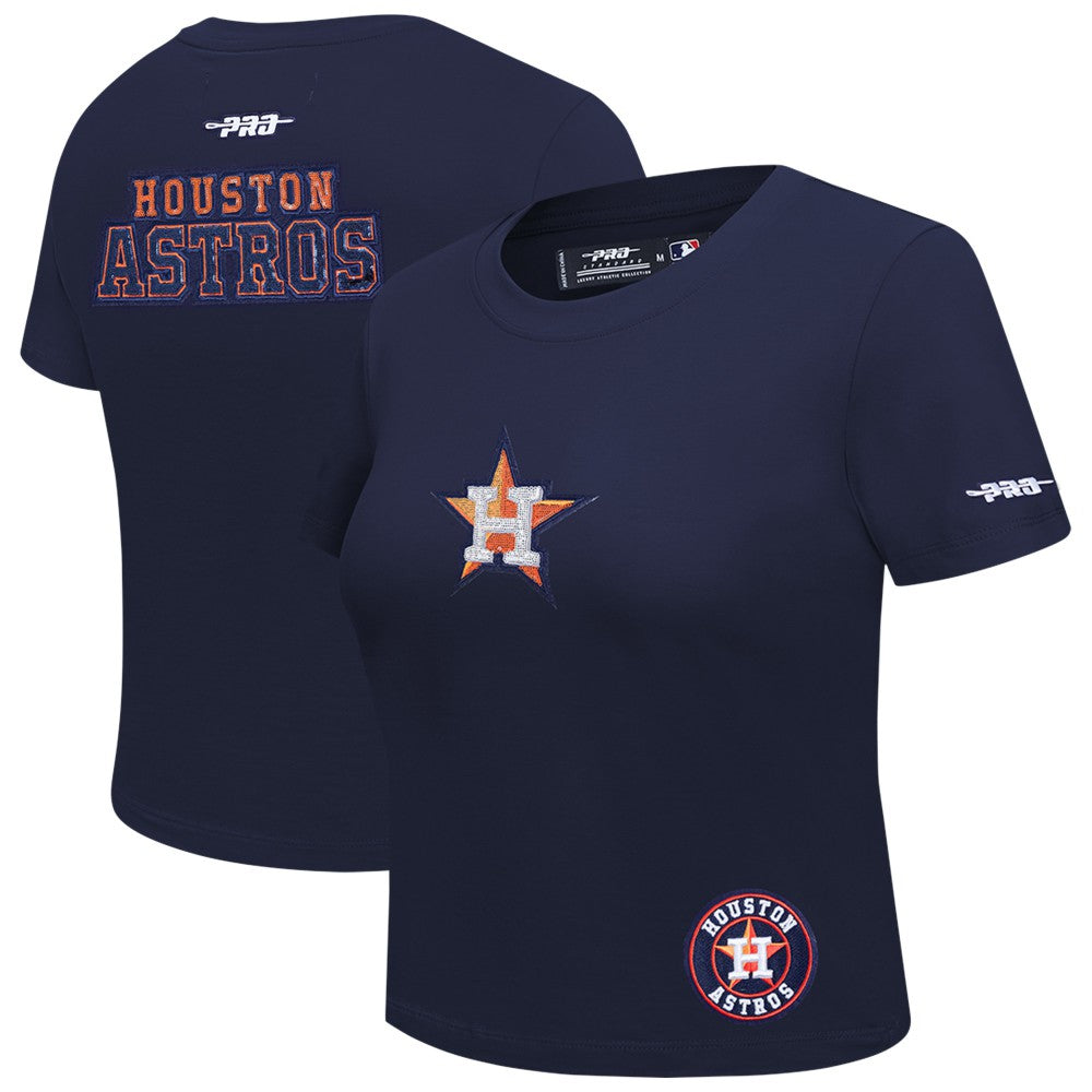 Houston Astros Pro Standard Women's Game Day Classics Baby Doll Cropped T-Shirt - Navy T-shirts