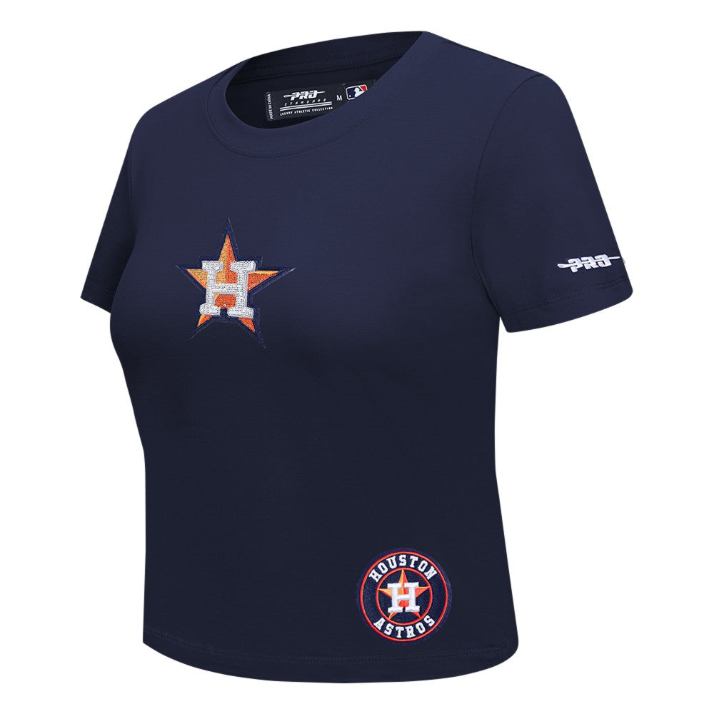 Houston Astros Pro Standard Women's Game Day Classics Baby Doll Cropped T-Shirt - Navy T-shirts