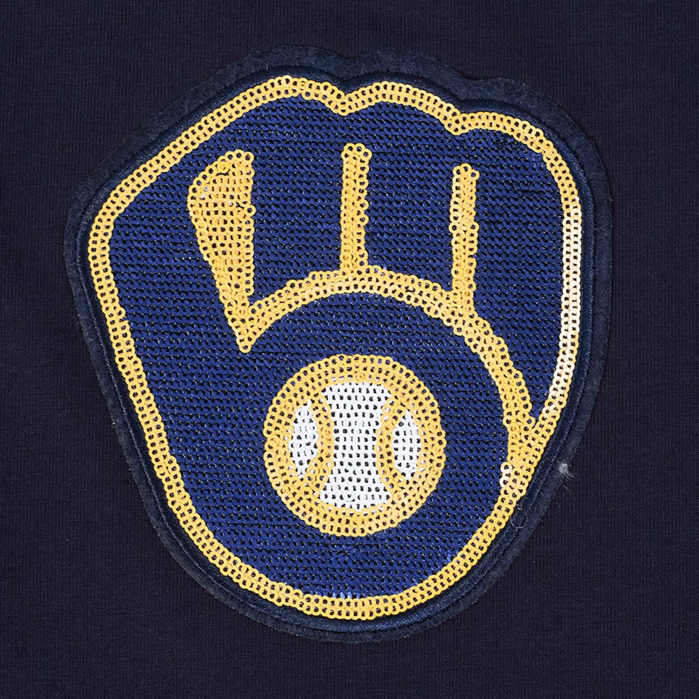 Milwaukee Brewers Pro Standard Women's Game Day Classics Baby Doll Cropped T-Shirt - Navy T-shirts