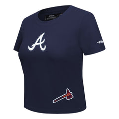 Atlanta Braves Pro Standard Women's Game Day Classics Baby Doll Cropped T-Shirt - Navy T-shirts