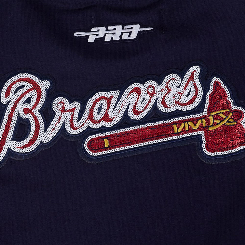 Atlanta Braves Pro Standard Women's Game Day Classics Baby Doll Cropped T-Shirt - Navy T-shirts