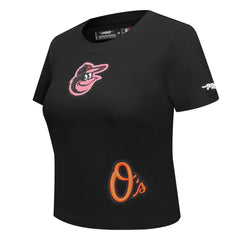 Baltimore Orioles Pro Standard Women's Game Day Classics Baby Doll Cropped T-Shirt - Black T-shirts