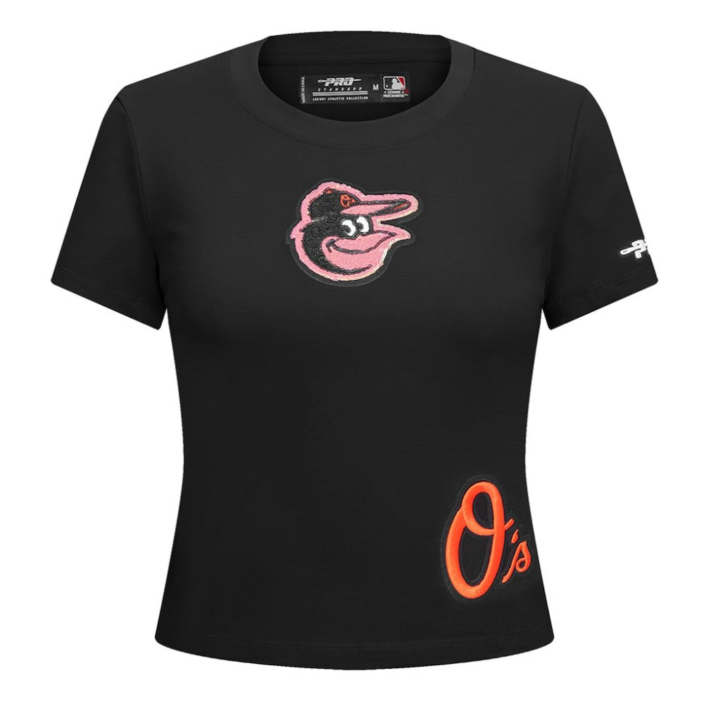 Baltimore Orioles Pro Standard Women's Game Day Classics Baby Doll Cropped T-Shirt - Black T-shirts