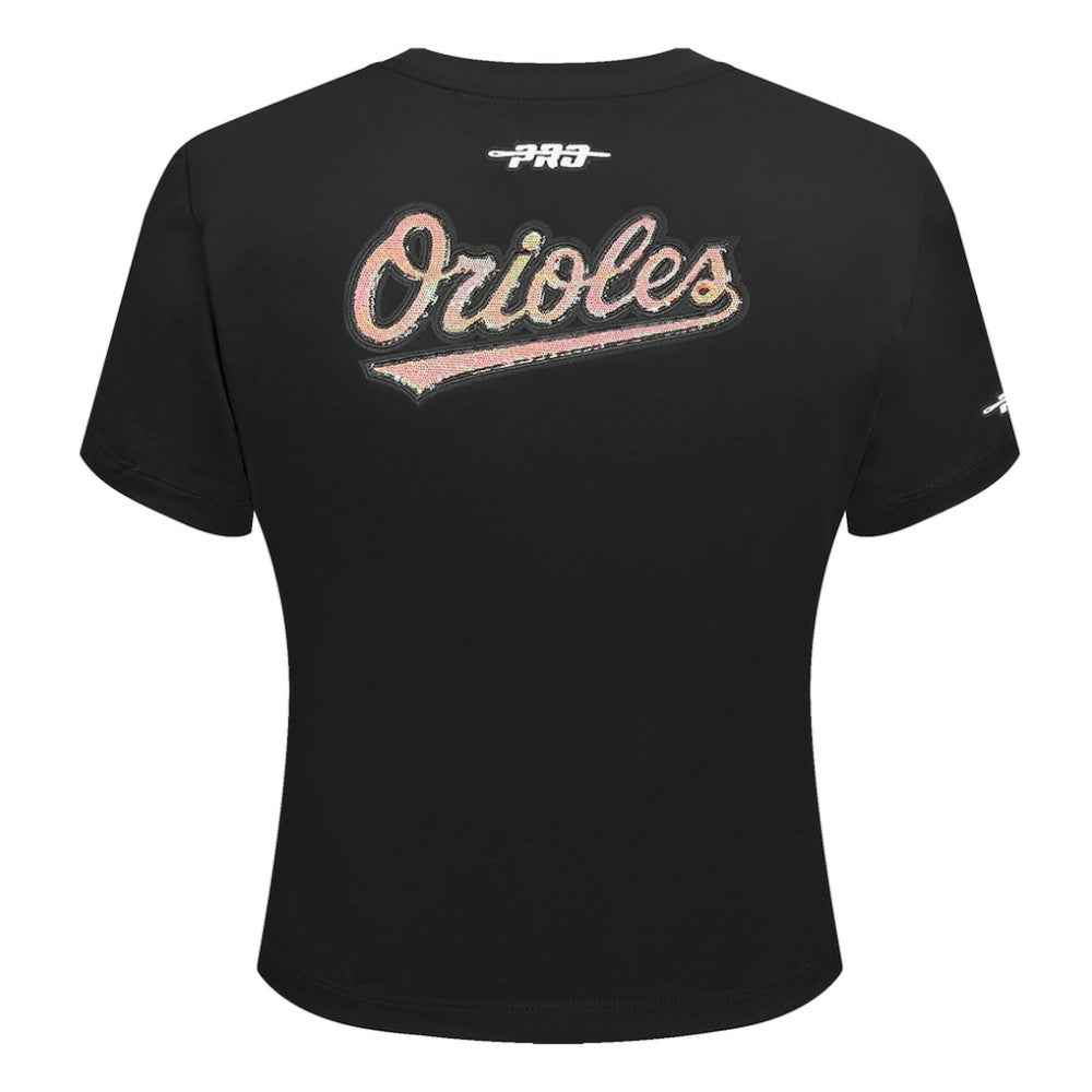 Baltimore Orioles Pro Standard Women's Game Day Classics Baby Doll Cropped T-Shirt - Black T-shirts