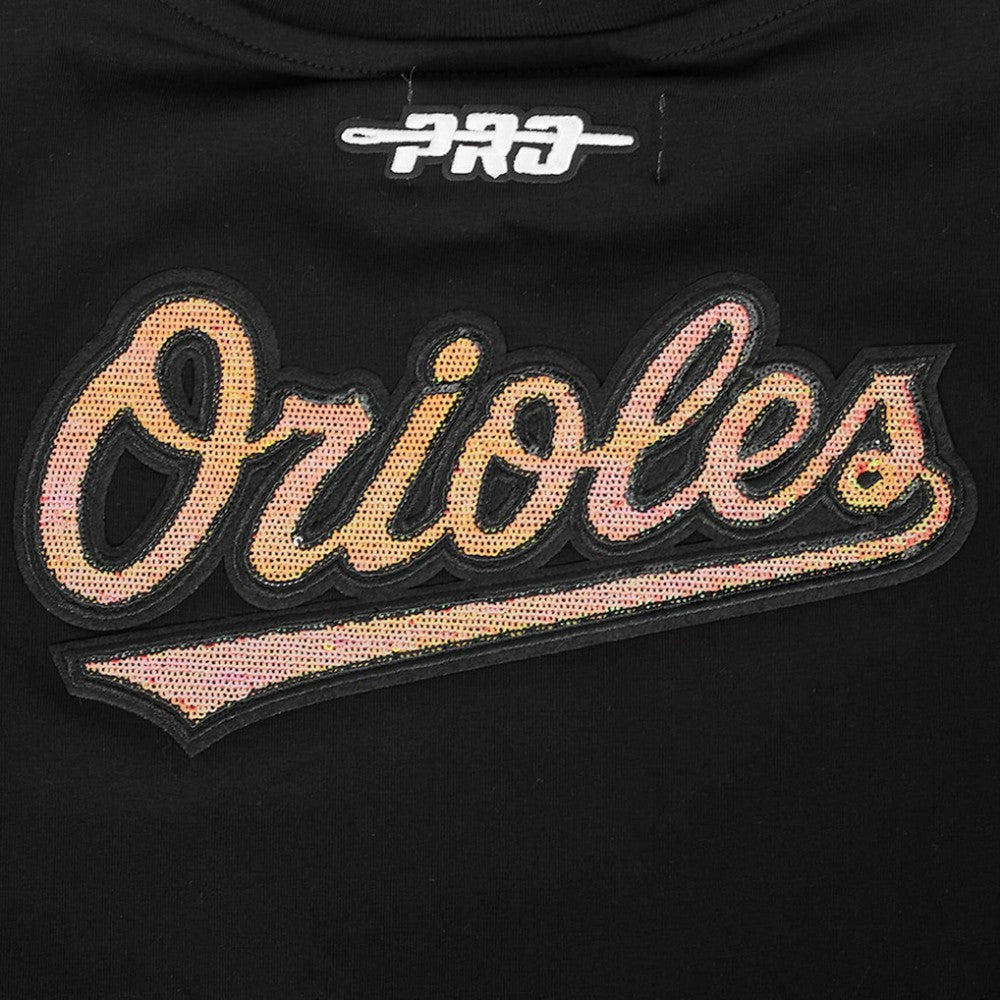 Baltimore Orioles Pro Standard Women's Game Day Classics Baby Doll Cropped T-Shirt - Black T-shirts