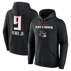 Michael Penix Jr. Atlanta Falcons Name & Number Team Wordmark Pullover Hoodie - Black Hoodies