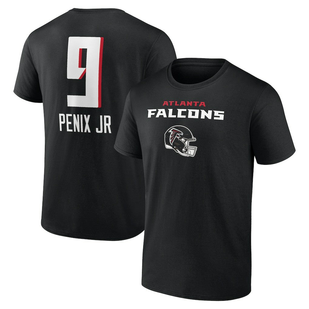 Michael Penix Jr. Atlanta Falcons Name & Number Team Wordmark T-Shirt - Black T-shirts