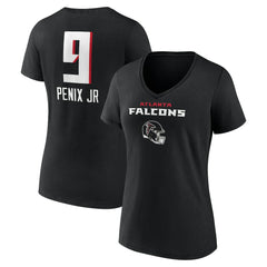 Michael Penix Jr. Atlanta Falcons Women's Name & Number Team Wordmark V-Neck T-Shirt - Black T-shirts