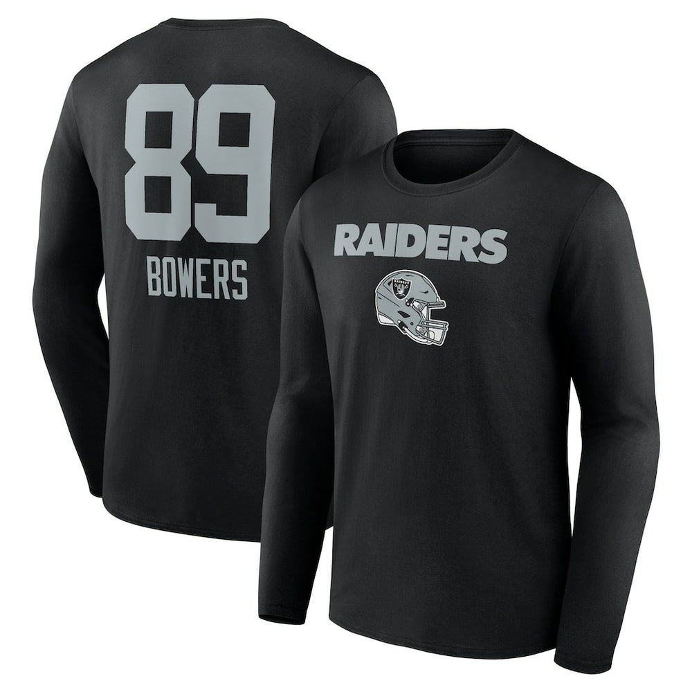 Brock Bowers Las Vegas Raiders Name & Number Team Wordmark Long Sleeve T-Shirt - Black T-shirts