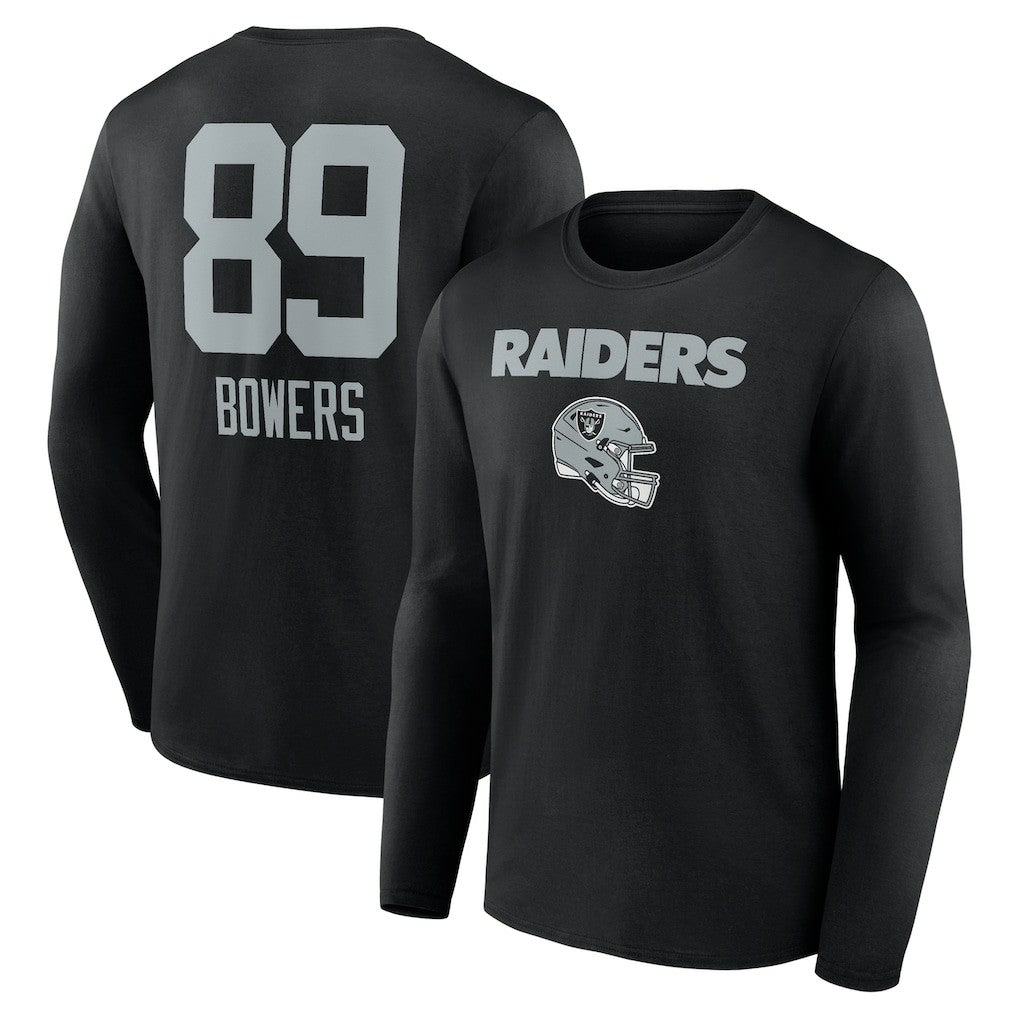 Brock Bowers Las Vegas Raiders Name & Number Team Wordmark Long Sleeve T-Shirt - Black T-shirts