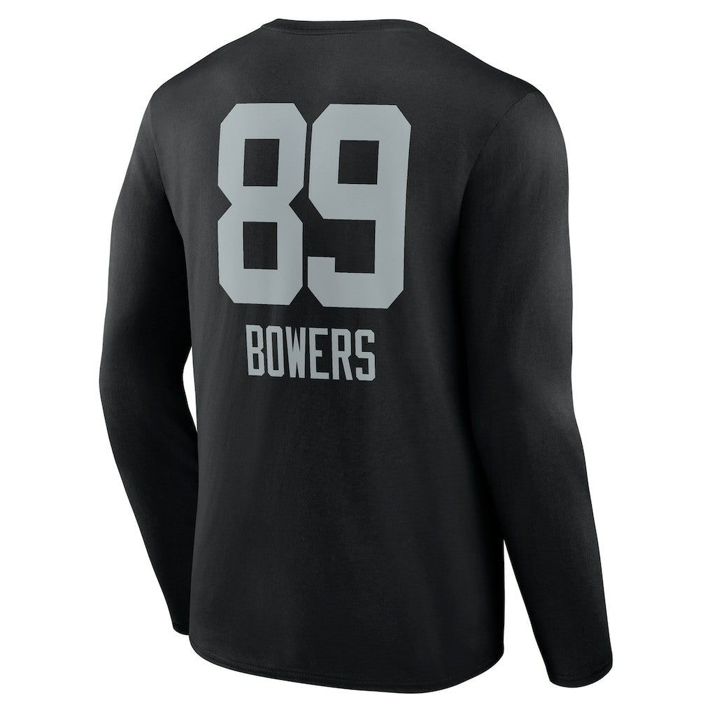 Brock Bowers Las Vegas Raiders Name & Number Team Wordmark Long Sleeve T-Shirt - Black T-shirts