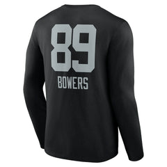 Brock Bowers Las Vegas Raiders Name & Number Team Wordmark Long Sleeve T-Shirt - Black T-shirts