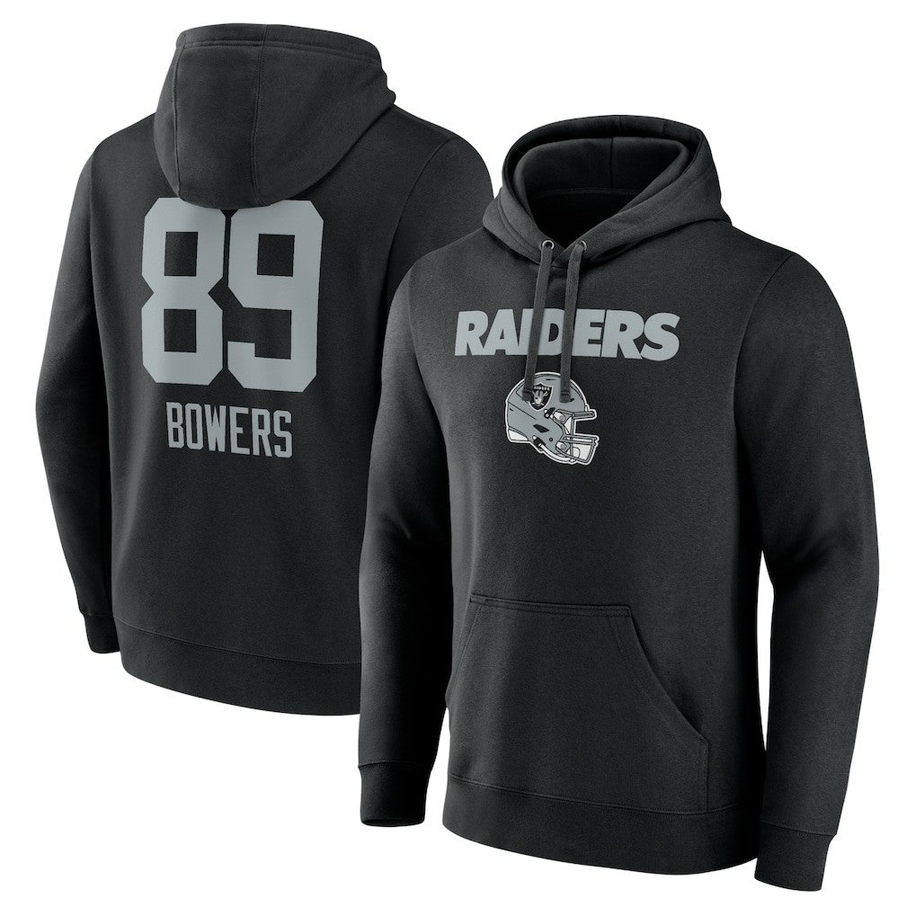 Brock Bowers Las Vegas Raiders Name & Number Team Wordmark Pullover Hoodie - Black Hoodies