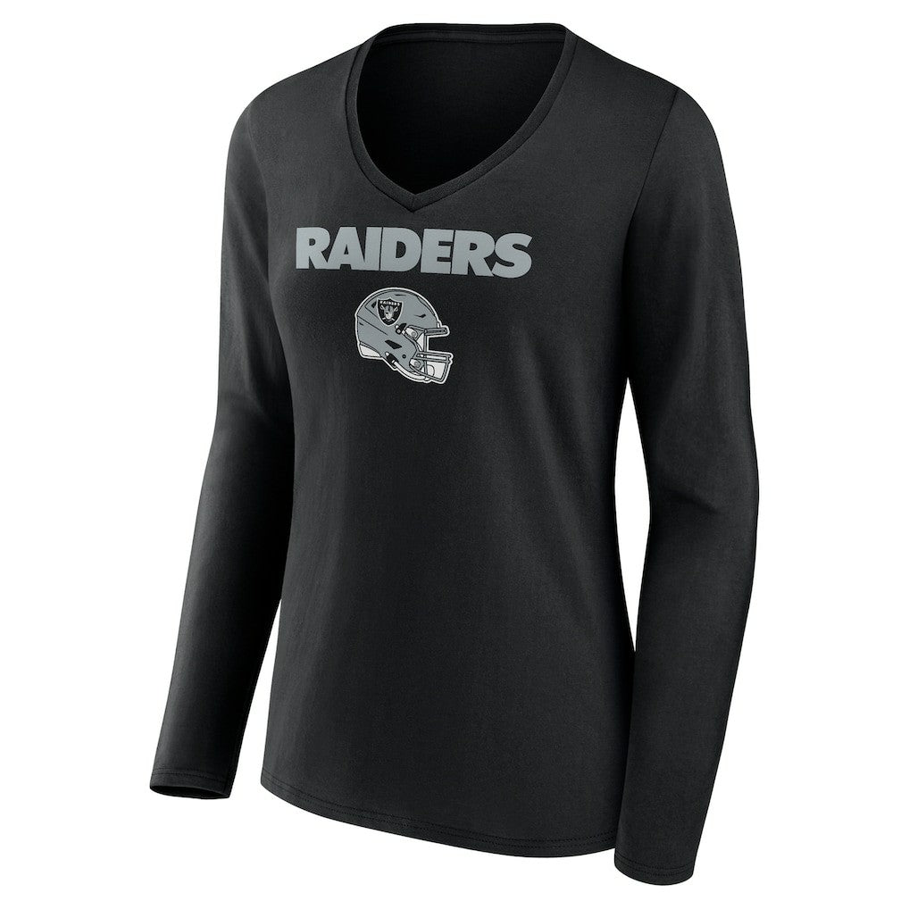Brock Bowers Las Vegas Raiders Women's Name & Number Team Wordmark Long Sleeve V-Neck T-Shirt - Black T-shirts