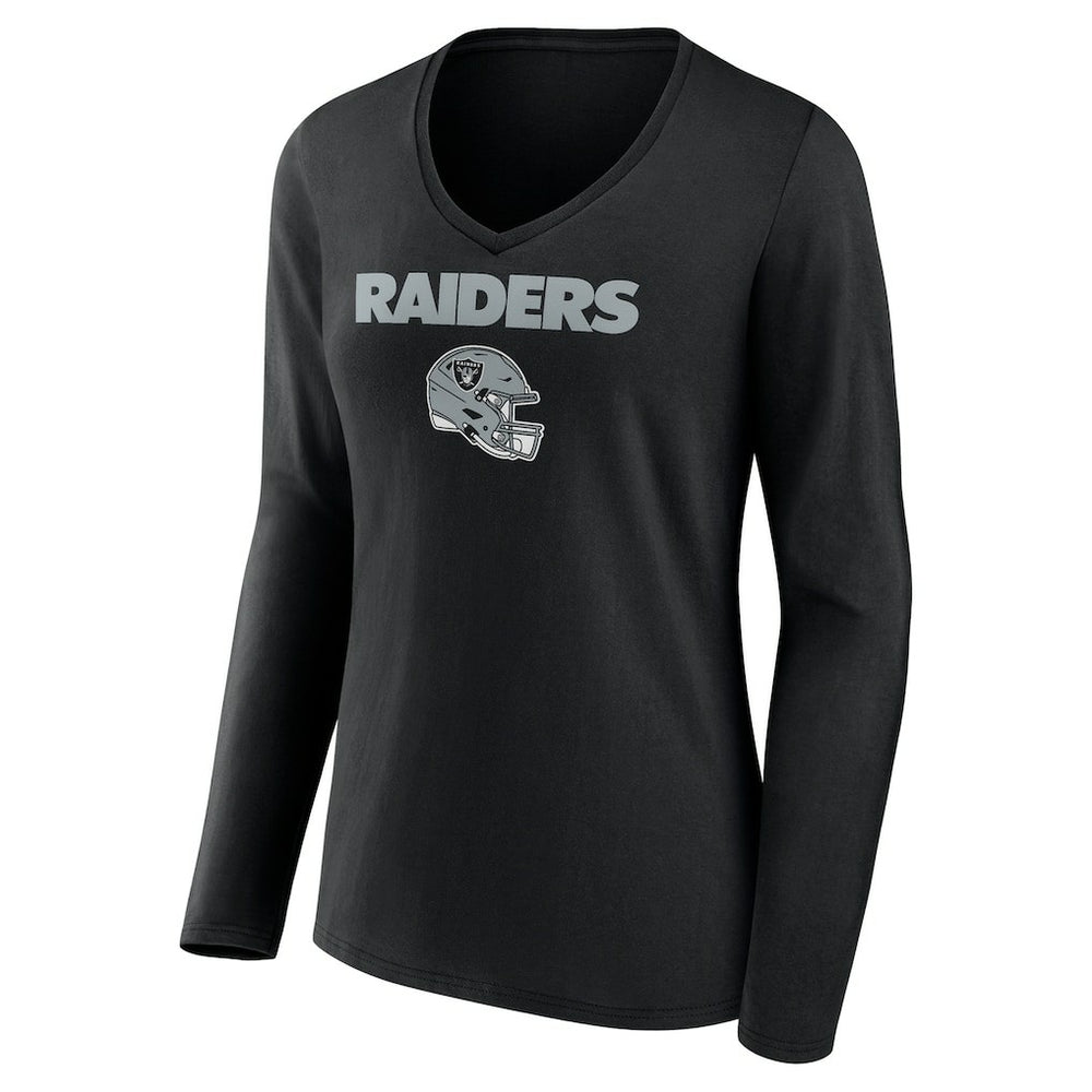 Brock Bowers Las Vegas Raiders Women's Name & Number Team Wordmark Long Sleeve V-Neck T-Shirt - Black T-shirts