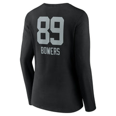 Brock Bowers Las Vegas Raiders Women's Name & Number Team Wordmark Long Sleeve V-Neck T-Shirt - Black T-shirts