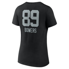 Brock Bowers Las Vegas Raiders Women's Name & Number Team Wordmark V-Neck T-Shirt - Black T-shirts