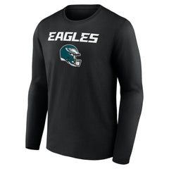 Saquon Barkley Philadelphia Eagles Name & Number Team Wordmark Long Sleeve T-Shirt - Black T-shirts