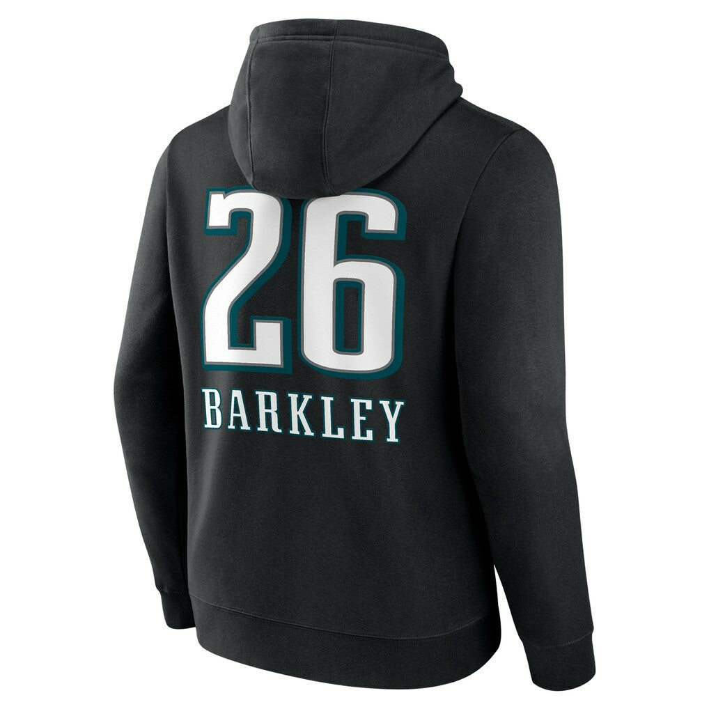 Saquon Barkley Philadelphia Eagles Name & Number Team Wordmark Pullover Hoodie - Black Hoodies