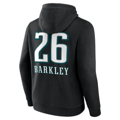 Saquon Barkley Philadelphia Eagles Name & Number Team Wordmark Pullover Hoodie - Black Hoodies