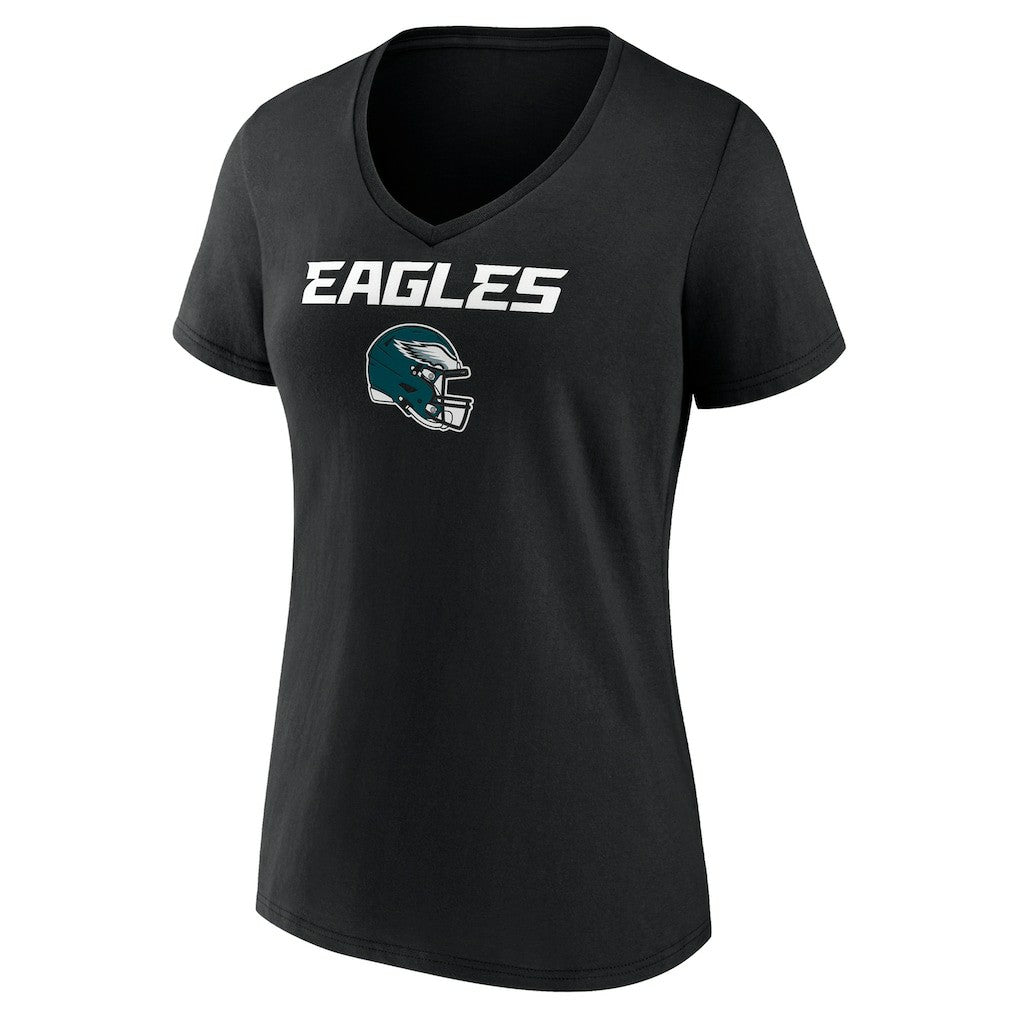 Saquon Barkley Philadelphia Eagles Women's Name & Number Team Wordmark V-Neck T-Shirt - Black T-shirts