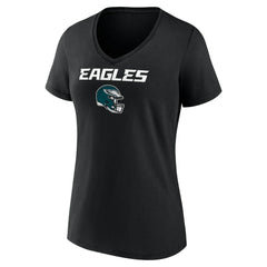 Saquon Barkley Philadelphia Eagles Women's Name & Number Team Wordmark V-Neck T-Shirt - Black T-shirts