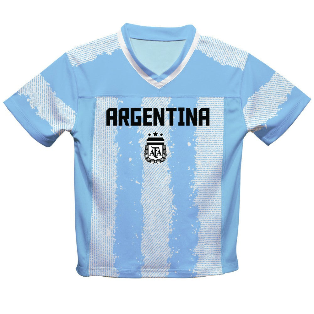 Lionel Messi Argentina National Team Vive La Fete Youth Painted Stripes Football Jersey Light Blue