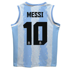 Lionel Messi Argentina National Team Vive La Fete Youth Painted Stripes Basketball Jersey Light Blue