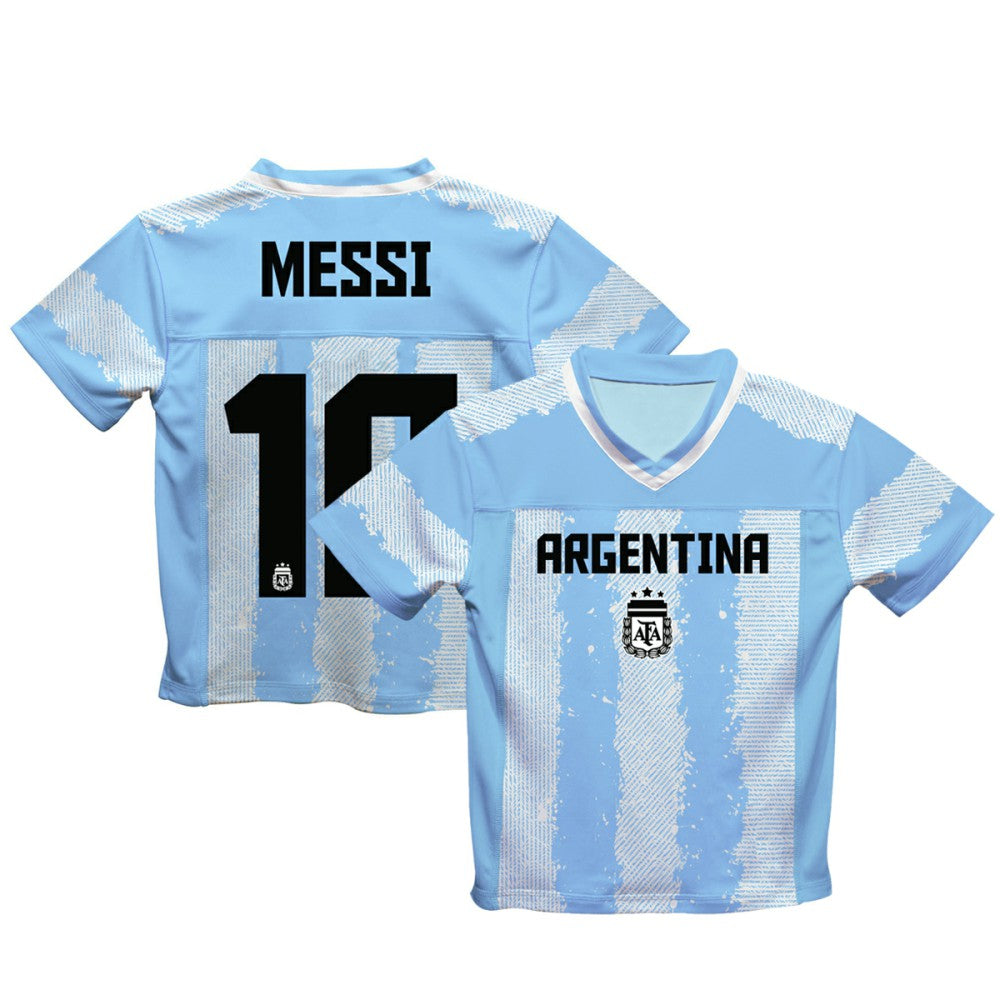 Lionel Messi Argentina National Team Vive La Fete Football Jersey Light Blue