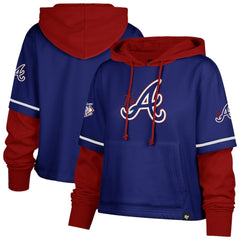 Atlanta Braves '47 Women's City Connect Shortstop Cropped Pullover Hoodie - Royal Hoodies