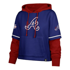 Atlanta Braves '47 Women's City Connect Shortstop Cropped Pullover Hoodie - Royal Hoodies