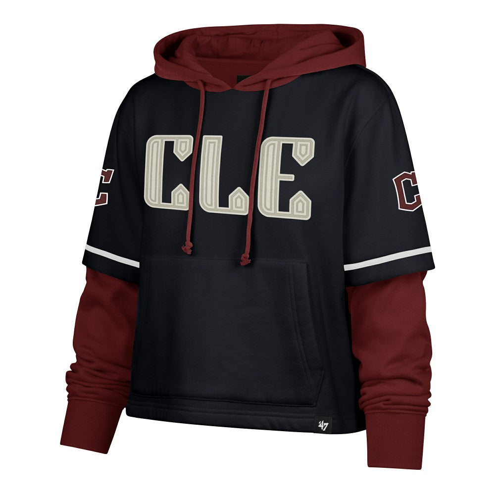 Cleveland Guardians '47 Women's City Connect Shortstop Cropped Pullover Hoodie - Navy Hoodies