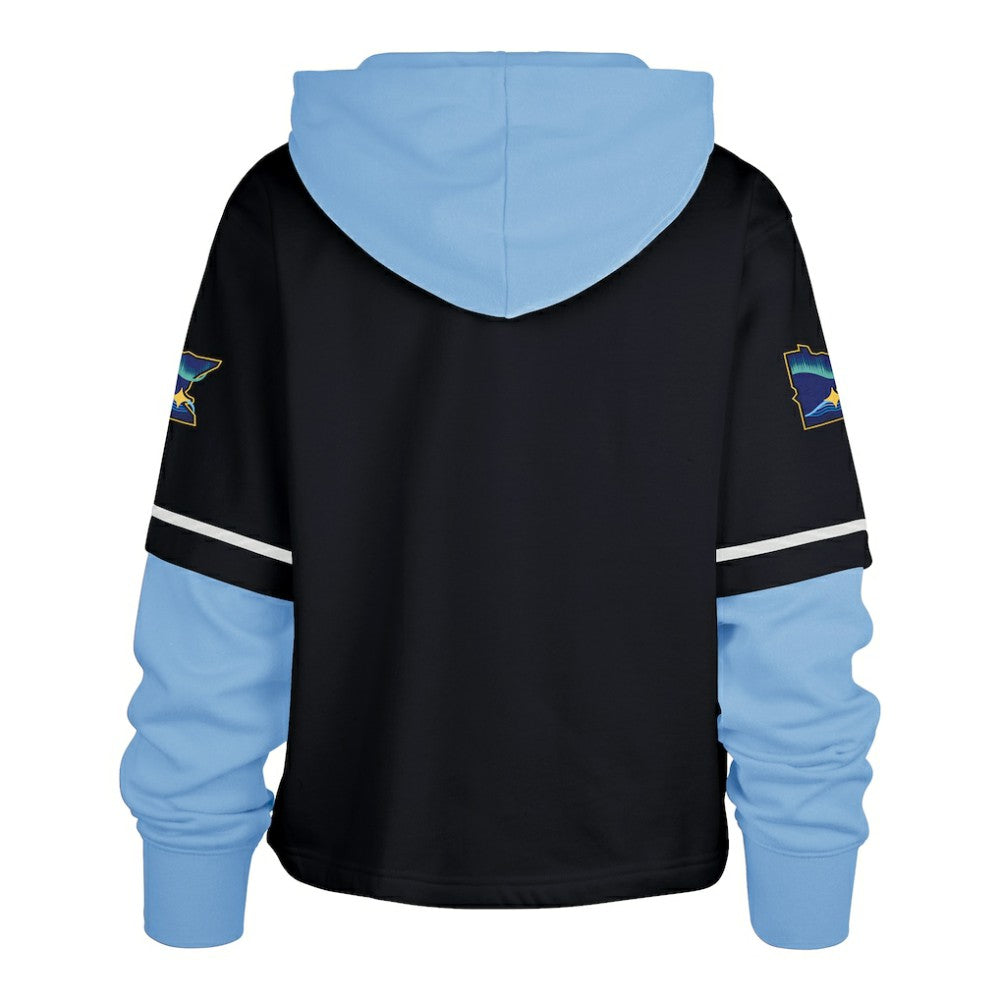 Minnesota Twins '47 Women's City Connect Shortstop Cropped Pullover Hoodie - Navy Hoodies