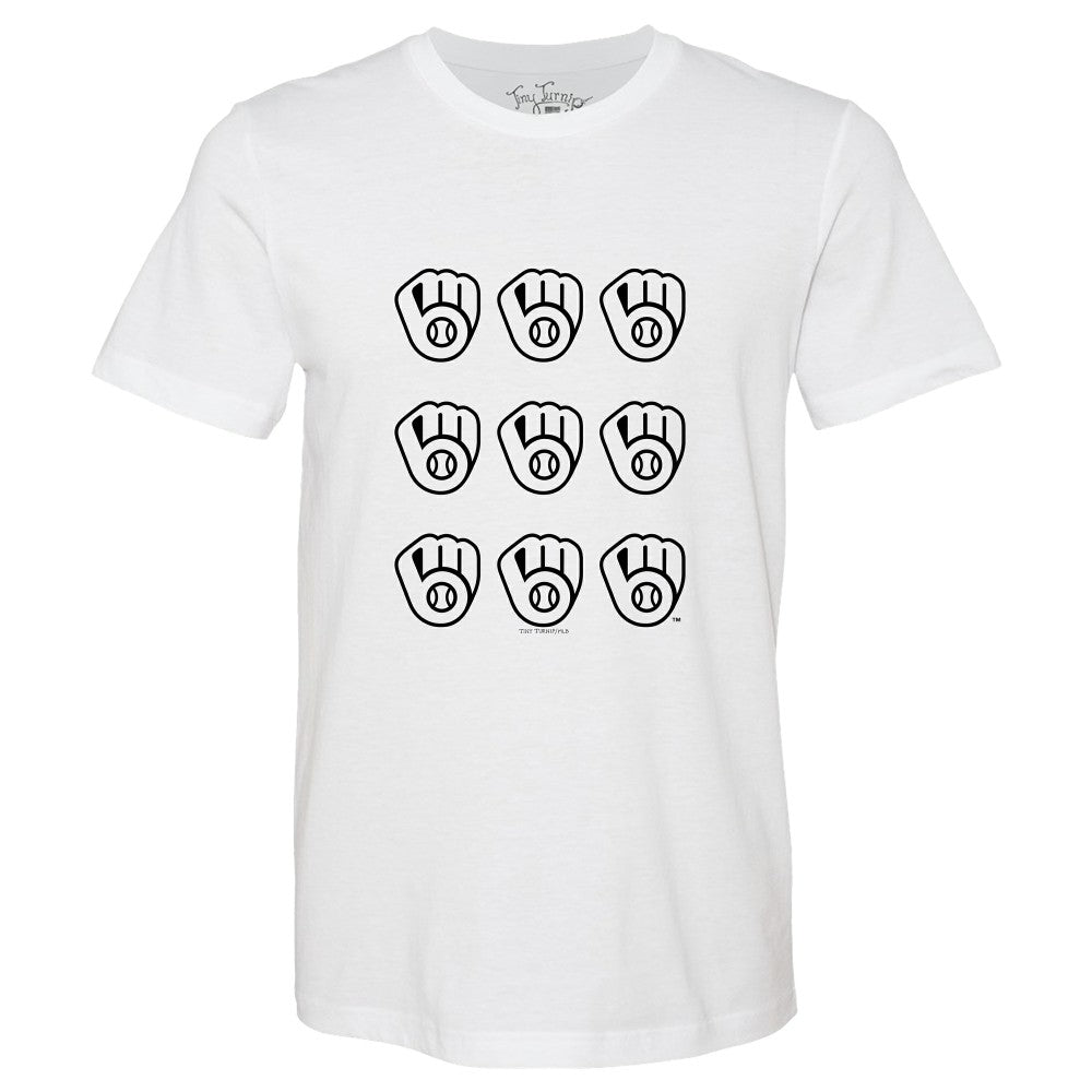 Milwaukee Brewers Tiny Turnip Women's Logo Grid T-Shirt - White T-shirts