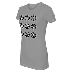 Chicago Cubs Tiny Turnip Women's Logo Grid  T-Shirt - Gray T-shirts