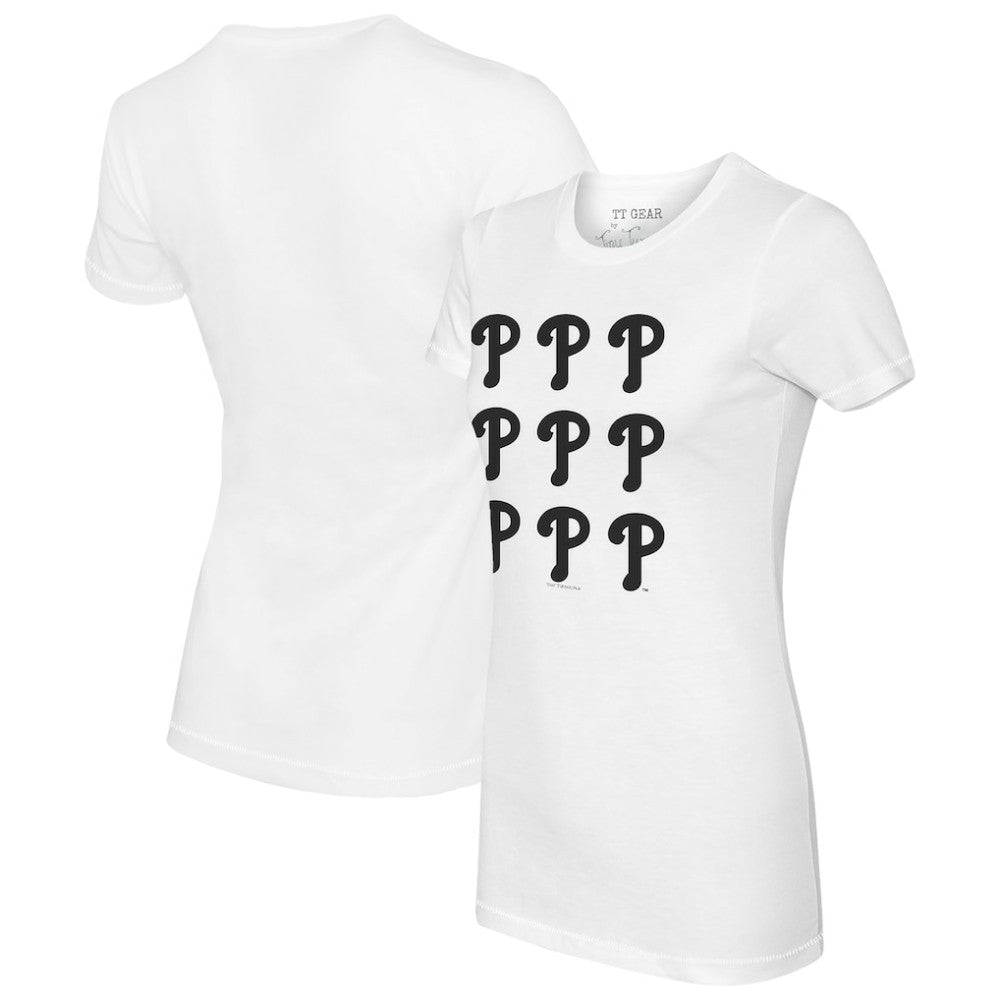 Philadelphia Phillies Tiny Turnip Women's Logo Grid T-Shirt - White T-shirts