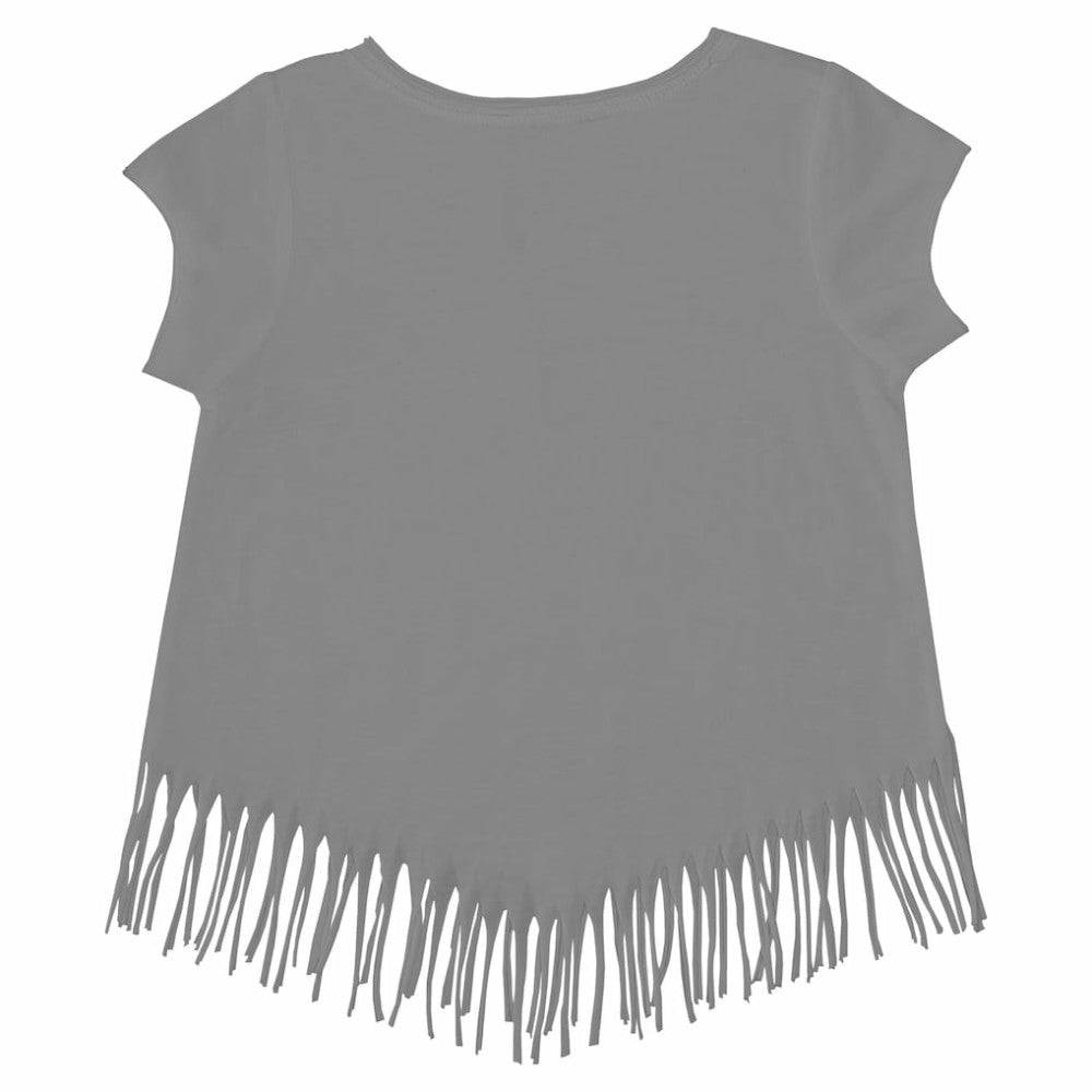 Los Angeles Dodgers Tiny Turnip Girls Youth Logo Grid Fringe T-Shirt - Gray T-shirts
