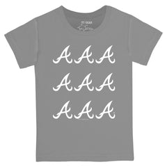Atlanta Braves Tiny Turnip Youth Logo Grid  T-Shirt - Gray T-shirts