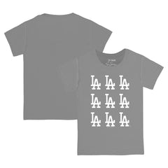 Los Angeles Dodgers Tiny Turnip Youth Logo Grid  T-Shirt - Gray T-shirts