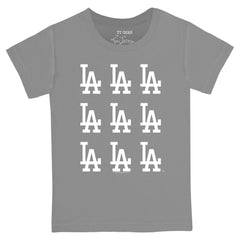 Los Angeles Dodgers Tiny Turnip Youth Logo Grid  T-Shirt - Gray T-shirts
